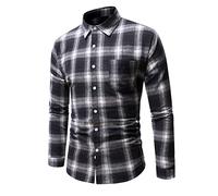 sutelang lurryly Chemise à Carreaux Homme Manches Longues Printemps Et Automne Regular Fit Casual Chemises Business Chemise à Revers Grande Taille à La Mode