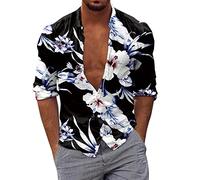 sutelang lurryly Chemise Hawaïenne pour Homme Manches Longues Imprimé Vintage Casual Button Down Manche Courte Beach Fleurs Vacances Ete Imprimé Plage élégant Et Chic Hawaii Chemise