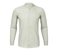 sutelang lurryly Chemise Lin Col Mao Homme - Top Fashion Solid O-Neck Button Blouse Sleeve Long Beach Casual Men's Men's blouse Lot Chemise Homme Courte