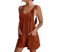 sutelang lurryly Court Salopette été Femmes Avec épaulettes Et Poche Hauts Shorts Et Bermudas Couleur Unie Casual Combinaisons Shorts Gym Yoga Romper Grande Taille Salopette à Bretelles
