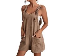 sutelang lurryly Court Salopette été Femmes Avec épaulettes Et Poche Hauts Shorts Et Bermudas Couleur Unie Casual Combinaisons Shorts Gym Yoga Romper Grande Taille Salopette à Bretelles