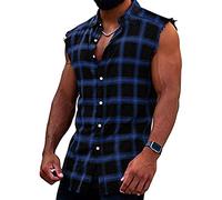 sutelang lurryly Débardeur sans Manches en Coton Et Lin à Revers De Couleur Unie pour Hommes, Printemps été Coton Lin Décontracté Col Rabattu sans Manches LéGer Et Respirant Tanks Tops