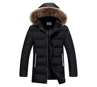 sutelang lurryly Doudoune Mi-Longue Col Fourrure Homme D'Hiver Parka Outdoor Blouson Moto Doudoune coupe-vent col à Capuche épais Chaude Long Manteau Amovible Capuche