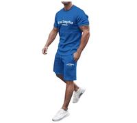 sutelang lurryly Ensemble Été Homme 2 Pièces Imprimés Patchwork Col Rond Manches Courtes Tshirt Et Short Ensemble de Sport Casual Sportswear Mode Shorts Suit Fitness Jogging Survêtement