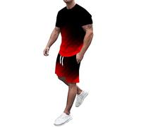 sutelang lurryly Ensemble Été Homme 2 Pièces Imprimés Patchwork Col Rond Manches Courtes Tshirt Et Short Ensemble de Sport Casual Sportswear Mode Shorts Suit Fitness Jogging Survêtement