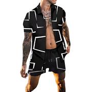 sutelang lurryly Ensemble Short Chemise HawaïEnne Homme d'été 2 Pièces, Imprimé Tropical à Manche Courte Chemise et Shorts pour Homme,Grande Taille Chic Ensemble de Plage