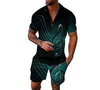 sutelang lurryly Ensemble Tee Shirts Et Short pour Hommes 2 PièCes DéContracté à Manches Courtes Demi-Zipper Revers Polo Shirt ÉLéGant Ensemble De SurvêTement Sportswear Fitness Jogging