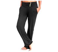 sutelang lurryly Pantalon Fluide Femme été Pantalon décontracté Taille Haute Fleurs Femmes Boho Harem Pantalon Chic et Elegant Floral Imprimer Élastiquée Taille Pantalon Grande Taille (OK-Black, M)