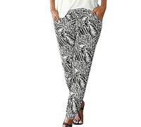 sutelang lurryly Pantalon Fluide Femme été Pantalon décontracté Taille Haute Fleurs Femmes Boho Harem Pantalon Chic et Elegant Floral Imprimer Élastiquée Taille Pantalon Grande Taille D-Noir