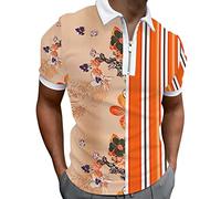 sutelang lurryly Polo Fleurs Homme Manches Courtes Revers Zippé Classique Business Tops de Tennis Golf Coupe Ajustée Casual Sport T-Shirt