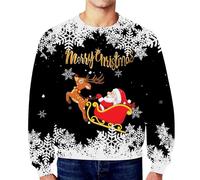 sutelang lurryly Pull De Noel Homme,Sweat De Noel Homme Manches Longues Et Col Rond Pull Moche De Noel Drôle 3D Imprimé Créatif de Mode Funny Sweatshirts Jumper Ugly Christmas Sweater Pas Cher