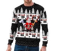 sutelang lurryly Pull De Noel Homme,Sweat De Noel Homme Manches Longues Et Col Rond Pull Moche De Noel Drôle 3D Imprimé Créatif de Mode Funny Sweatshirts Jumper Ugly Christmas Sweater Pas Cher