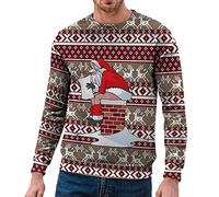 sutelang lurryly Pull De Noel Homme,Sweat De Noel Homme Manches Longues Et Col Rond Pull Moche De Noel Drôle 3D Imprimé Créatif de Mode Funny Sweatshirts Jumper Ugly Christmas Sweater Pas Cher