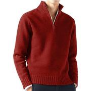 sutelang lurryly Pull Demi-Zip Homme Col V Hiver Chaud Col Roulé à Manches Longues Sweaters Chic Slim Col Zippé Tricoté Pull Couleur Unie Casual Sweat Shirt Confortable Chemise Polo Chandails