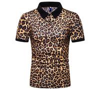 sutelang lurryly -Shirt De Golf à Imprimé LéOpard Pour Hommes Été Décontracté Ample Pullover Simple Polo Slim Fit Chemise Tee Col Boutonné Pas Cher Revers Tops