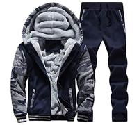 sutelang lurryly SurvêTements Homme Polaire Ensemble Jogging Grande Taille Hiver Sweat à Capuche SurvêTement en Polaire Imprimé De Camouflage Veste ZippéE à Capuche Et Pantalon avec Poches