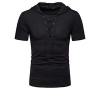 sutelang lurryly T-Shirt à Capuche Pour Hommes Manches Courtes à Nouer Sur le Devant D'éTé DéContracté Tee Shirt Tendance Slim Fit Tops Couleur Unie Chic Tee