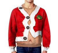 sutelang lurryly T-Shirt de Noël pour Hommes Drôle à Manches Longues Pull Moche de Noël Motifs 3D Imprimé Col Rond Haut Créatif de Mode Funny Sweatshirts