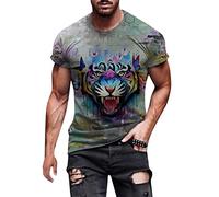 sutelang lurryly T-Shirt Imprime Motif Homme Col Rond Vintage D'été Casual Manche Courte T-Shirt Confortable Sport Musculation Grand Taille Tops Slim Fit Haut Grande Taille Pas Cher