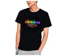 sutelang lurryly T-Shirt Lumineux Pour Homme Brillant LED Activé Par La Voix D'éTé Manches Courtes VêTements De FêTe Teen Glow T-Shirt Graphique Coupe Droite Haut