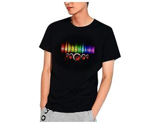 sutelang lurryly T-Shirt Lumineux Pour Homme Brillant LED Activé Par La Voix D'éTé Manches Courtes VêTements De FêTe Teen Glow T-Shirt Graphique Coupe Droite Haut