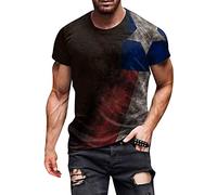 sutelang lurryly Tee Shirt Homme Humour Imprimé Drapeau Américain Manche Courte Tshirt Homme Pas Cher Independence Day T Shirt Printemps Et éTé DéContracté à Col Rond Tops