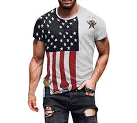 sutelang lurryly Tee Shirt Homme Humour Imprimé Drapeau Américain Manche Courte Tshirt Homme Pas Cher Independence Day T Shirt Printemps Et éTé DéContracté à Col Rond Tops