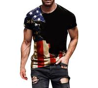 sutelang lurryly Tee Shirt Homme Humour Imprimé Drapeau Américain Manche Courte Tshirt Homme Pas Cher Independence Day T Shirt Printemps Et éTé DéContracté à Col Rond Tops