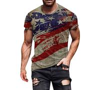 sutelang lurryly Tee Shirt Homme Humour Imprimé Drapeau Américain Manche Courte Tshirt Homme Pas Cher Independence Day T Shirt Printemps Et éTé DéContracté à Col Rond Tops