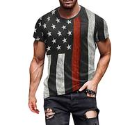 sutelang lurryly Tee Shirt Homme Humour Imprimé Drapeau Américain Manche Courte Tshirt Homme Pas Cher Independence Day T Shirt Printemps Et éTé DéContracté à Col Rond Tops