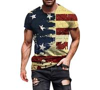 sutelang lurryly Tee Shirt Homme Humour Imprimé Drapeau Américain Manche Courte Tshirt Homme Pas Cher Independence Day T Shirt Printemps Et éTé DéContracté à Col Rond Tops