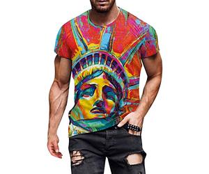 sutelang lurryly Tee Shirt Homme Humour Imprimé Drapeau Américain Manche Courte Tshirt Homme Pas Cher Independence Day T Shirt Printemps Et éTé DéContracté à Col Rond Tops