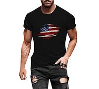 sutelang lurryly Tee Shirts Drapeau USA Manches Courtes Homme Col Rond Casual Independence Day T-Shirt Coupe ajustée Respirant T-shirt de Sport Graphique Tee Shirts