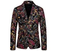 sutelang lurryly Veste Blazer À Fleurs pour Hommes Veste De Costume Manteau Veste Sequin Parti Top Blazer Homme Blanc À Fleur