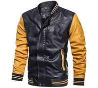 sutelang lurryly Veste Cuir Homme Moto Pas Cher Grande Taille Hiver Blouson en Peau De Vache Rétro Rock Moto Blouson Motard Véritable Cuir