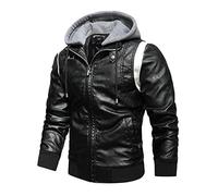 sutelang lurryly Veste en Cuir à Col Montant pour Hommes avec Ceinture Automne Et Hiver à Manches Longues Blouson Bomber De Moto DéContracté en Cuir avec Poches Pardessus Trench Mi-Long