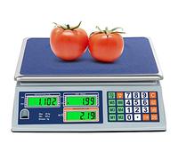SUTETLW Balance de prix de 30 kg - Double écran LCD numérique avec plateforme en acier inoxydable - Rechargeable - Pour les marchés agricoles, les points de vente au détail, les magasins de viande