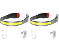 SUTOUG Lampe frontale à LED, lampe frontale rechargeable avec faisceau large de 230° et feu arrière rouge à porter avec 3 modes d'éclairage, lampe frontale adulte pour la course - Gris (Lot de 2)