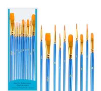 SUTOUG Lot de 20 Pinceaux Ronde en Nylon et Bois pour Peinture Huile, Acrylique, Roche, Visage et Ongles, Bleu