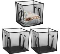 Sutowe 3pcs Pop - Up Paniers à Linge en Maille 32L, 36x36x58 cm Grand Sac à Linge avec Poignée, Corbeille à Linge Pliable Gain de Place,Bac a Linge Laundry Basket pour Rangement de Jouets à Lessive