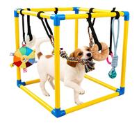 Sutowe Aire de jeu pour chiot avec 8 jouets interactifs, 50 x 50 x 50 cm, cadre en PVC avec sangles élastiques, centre d'activités pour enrichir les maux de dentition