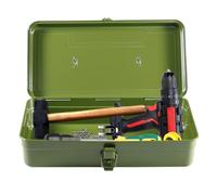 Sutowe Boîte à outils portable 36 x 19 x 11,5 cm - Boîte à outils en fer avec toit à pignon, fermeture et poignée pour la maison, l'atelier et la voiture (vert, 1)