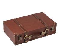 Sutowe Boîte vintage en bois - 40 × 24,5 × 10 cm - Mallette à bagages en cuir avec poignée - Coffre au trésor multifonction - Valise décorative classique pour cadeaux d'argent, voyage, anniversaire