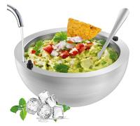 Sutowe Bol à salade en acier inoxydable avec 2 trous d'injection d'eau, bol rafraîchissant et isolant thermique, bol à double paroi pour salades, soupes, riz, céréales, petit déjeuner (20 cm)