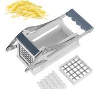Sutowe Coupe-Frites, Coupe Frites Manuel, Coupe Frite Professionnel avec 2 Lames de Rechange en Acier Inoxydable et Base D'aspiration Sécurisée pour Pommes de Terre Carottes Concombres Ananas (Blanc)