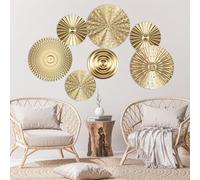 Sutowe Décoration murale en métal doré de style moderne abstrait - 15 à 25 cm - Sculptures à suspendre - Plaque circulaire élégante pour salon, chambre à coucher, bureau (A)