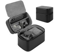 Sutowe Étui de voyage pour homme avec coussin doux - Boîte à montres portable avec 2 compartiments - Cadeau pour lui, père, mari (noir)