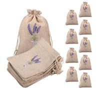 Sutowe Lot de 20 sachets vides à la lavande avec cordon de serrage - 13 x 18 cm - En coton et lin - Pour cadeaux de bijoux et travaux manuels - À remplir de lavande, d'épices et d'herbes - Marron