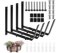 Sutowe Lot de 4 supports réglables pour jardinière en fer - Robustes, résistants à la rouille, faciles à installer - Peut supporter jusqu'à 18 kg - Convient aux pots de 18 à 23 cm de profondeur