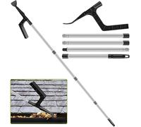 Sutowe Outil de nettoyage de gouttière avec manche télescopique extensible de 179,8 cm, outil de nettoyage amovible, outil de nettoyage de protection de toiture, outil de nettoyage pour nettoyer les